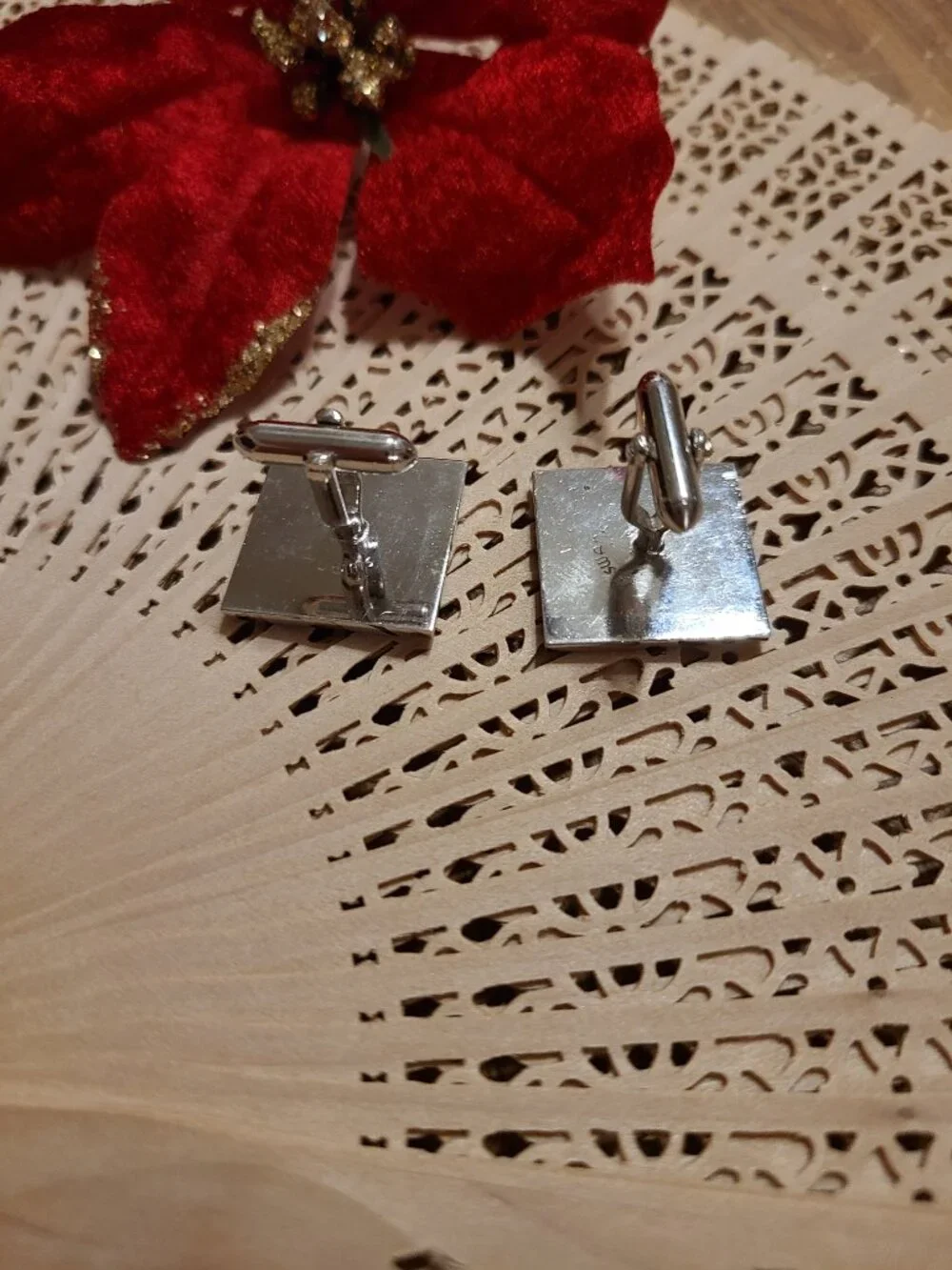 Cuff Links For Sale Silver Tone with black, Accepting offers on Mondays